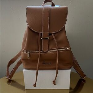 Harrods Tan Leather Backpack
